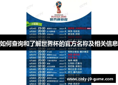 如何查询和了解世界杯的官方名称及相关信息